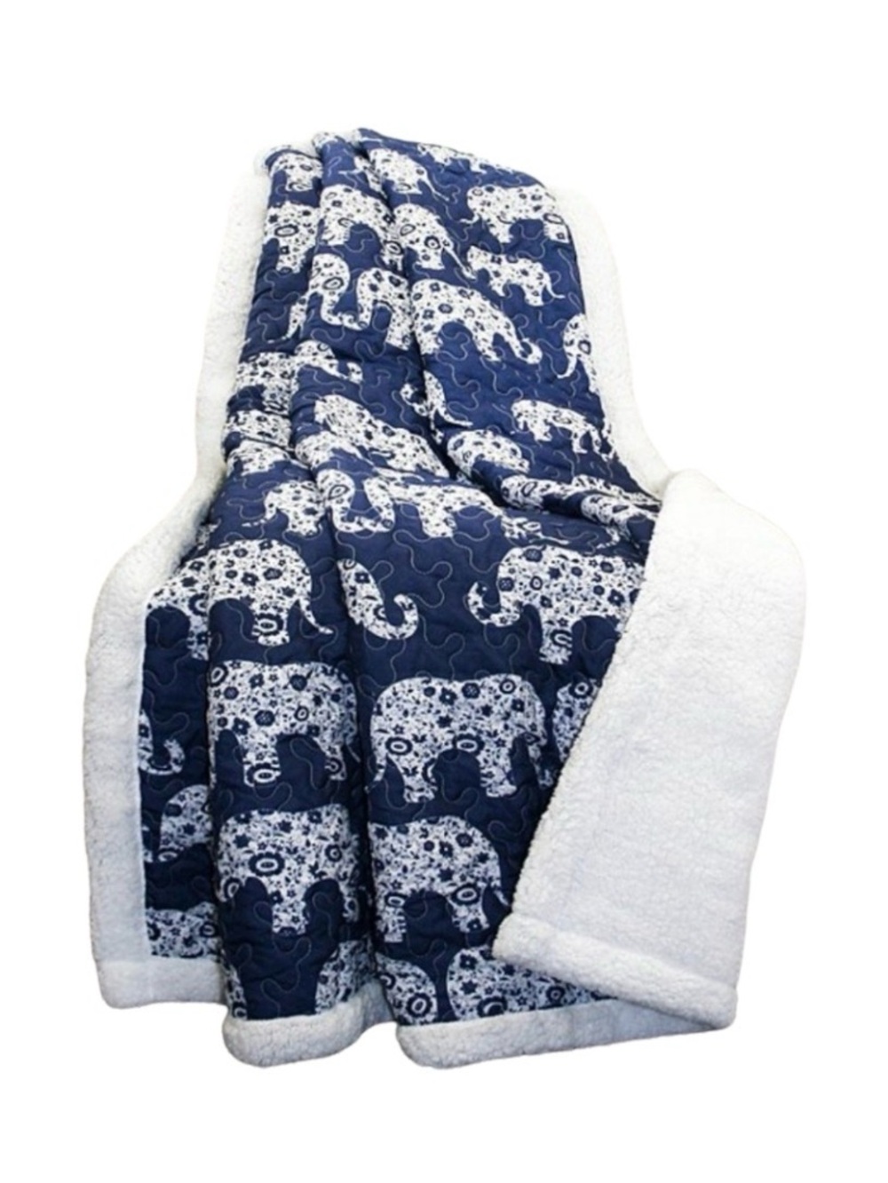 Floral Elephant Sherpa Throw
